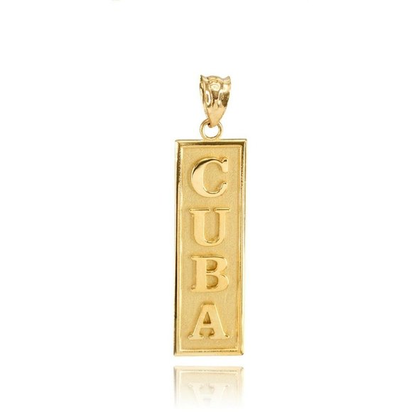 10K Solid Gold CUBA Pendant Charm - Yellow, Rose, or White